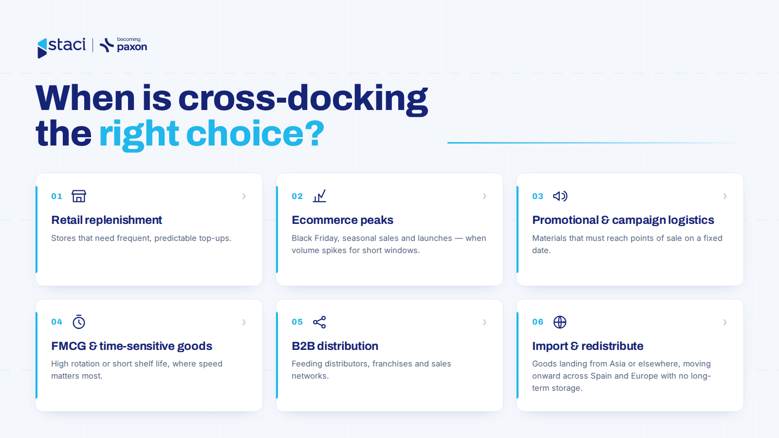 Cross docking logistics companies in Spain for ecommerce, retail and international distribution